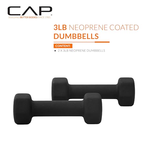 CAP Barbell Neoprene Dumbbell Weights Pairs & Sets | Black - style: 3 lb Pair