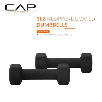 CAP Barbell Neoprene Dumbbell Weights Pairs & Sets | Black - style: 3 lb Pair