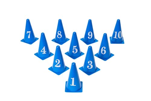 Pack of 10 Durable Numbered Cones for Dog Agility and Sport Training | Build Out Your Dog Agility Course with Cones