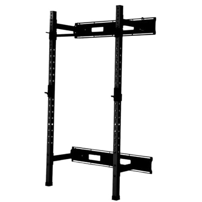 HulkFit Pro Series Wall Mounted Folding Squat Rack and Power Rack with Pull Up Bar & J Hooks for Home Gym, Strength Training Exercise Equipment - style: Wall Mounted Power Cage - Black