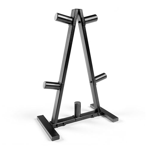 CAP 2-Inch Olympic Plate Tree Rack for Home Gym, Heavy-Duty A-Frame Weight Plate Storage Rack, Space-Saving Plate Organizer Stand, 5-Post & 7-Post, 300lb & 500lb Weight Capacity - style: 5 Posts