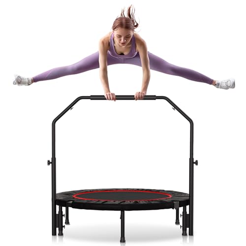 40 inch Rebounder for Adult,450 LBS Fitness Mini Rebounder with Adjustable Foam Handle,Foldable Exercise Rebounder for Indoor Workout