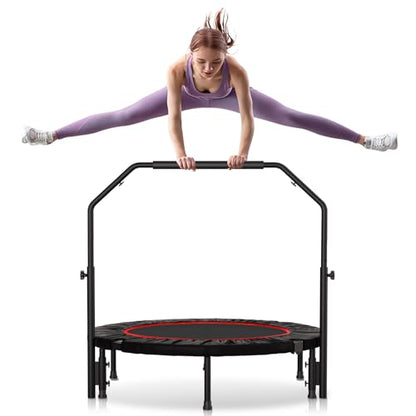 40 inch Rebounder for Adult,450 LBS Fitness Mini Rebounder with Adjustable Foam Handle,Foldable Exercise Rebounder for Indoor Workout