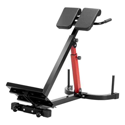 VEVOR Roman Chair Hyperextension Bench, 350 lbs Adjustable Extension Machine, Multi-Function Exercise Equipment for Glute, Hamstring, Lower Back, and Ab Workout, Fitness Weight Bench for Home Gym