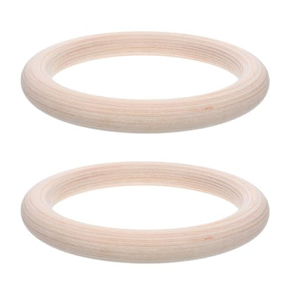VALICLUD Wooden Gymnastic Rings for Exercise 2pcs Set with Adjustable Straps Pull up Rings for Home Fitness Full Body Workout Strength Training