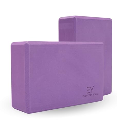 Everyday Yoga Foam Block and Yoga Strap Set, Multi-Color for Yoga, Pilates - color: Plum, size: 3" Thick - No Strap