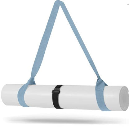 Yoga Mat Carrier Strap - Adjustable Thick and Wide Strap for Carrying Mat or Stretching - color: Haze Blue
