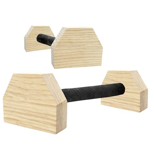 Push-up Stand, Wooden Parallettes Bars for Handstand Training, Solid Push Up Bars & Calisthenics Bar, with Non-Slip strap, Exercise Home Workout Equipment for Men Strength Training