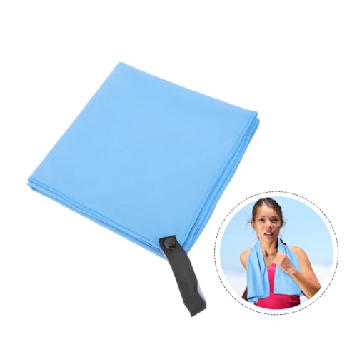 Cabilock Quick Dry Sports Towel for Travel and Camping, Superfine Fiber Microfiber Sweat Absorbent Cooling Towel Compact Blue Mesh Bag, 40x80cm for Neck and Face