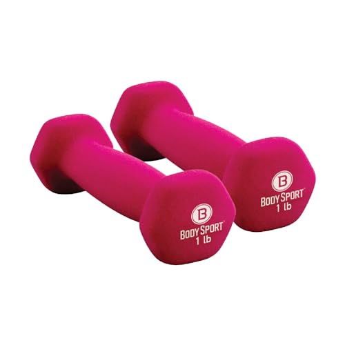 Body Sport Neoprene Dumbbell Weight - Latex-Free, Strength Training Equipment for Home Fitness & Gym Workouts - color: 1 Pound