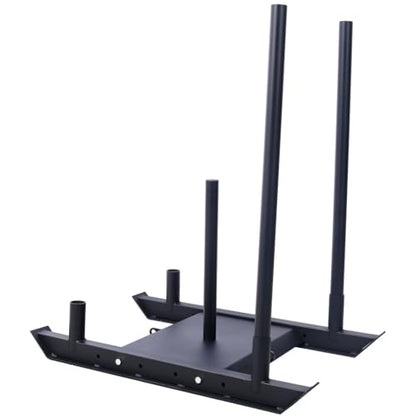 Weight Sled, Heavy-Duty Steel Power Sled Workout Equipment with Adjustable Height Handle, Push-Pull Prowler Training, Suitable for 1-2" Weight Plates for Athletic Exercise and Speed Improvement, - color: Black