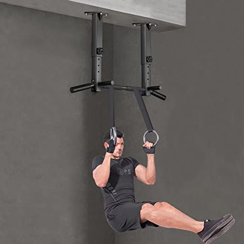 Wall Mount Pull Up Bar, Joist Beam Rafter Mount Pull-up Bar, Ceiling Mounted Chin Up Bar for Home Gym with Punching Bag Hanger - color: Black2