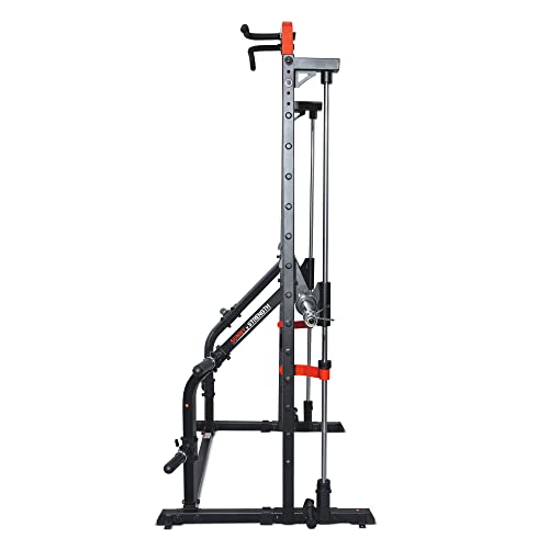 Sunny Health & Fitness Premium Smith Machine & Squat Cage Rack, Pull-Up Bar, Spotter Blocks for Weightlifting & Bench Press for Home Gym Strength Training - style: Premium