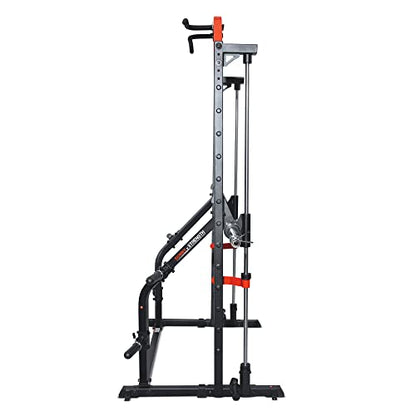 Sunny Health & Fitness Premium Smith Machine & Squat Cage Rack, Pull-Up Bar, Spotter Blocks for Weightlifting & Bench Press for Home Gym Strength Training - style: Premium