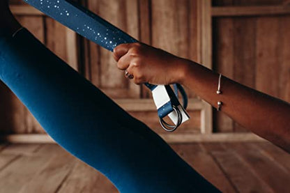 yogadesignlab | The Yoga Strap | Luxurious, Extra Long, Super Soft, Eco Printed | Studio Quality, Adjustable | Safely Stretch Further and Hold Longer | 8 ft Long - color: Celestial, size: 240cm