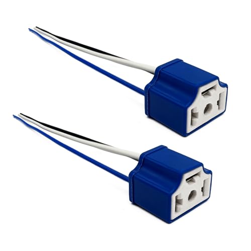 2Pcs Ceramic H4 9003 HB2 Headlight Connector with 3 Adapter Wiring Harness Socket Wire for H4 Relay Harness, Headlights or Fog Lights, Heavy Duty 16AWG Ceramic Headlight Connector, Blue - color: Blue