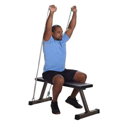 Flat Barbell Bench, Foldable Portable Padded Weight Lifting Seat, Equipment for Home Gym - Steel Frame, 300 Pound Capacity