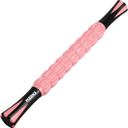 Muscle Roller & Massage Roller Stick for Athletes - Lymphatic Drainage Support, Relieves Muscle Soreness, Cramping & Tightness - Targets Legs, Arms, Back & Calves （Pink - 18inch） - color: Pink