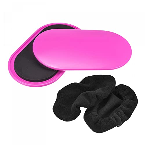 uxcell Exercise Core Sliders, Oval Glider Discs with Feet Covers, Dual Sided Usage in Home Gym for Full Body Workout - color: Pink