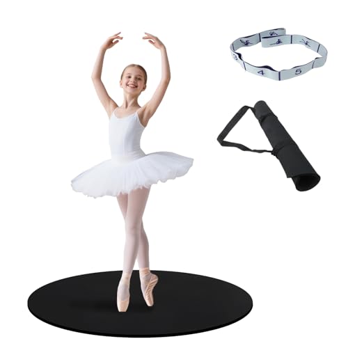 Marley Dance Floor, 30.7'' Portable Dance Floor Mat Anti Slip, 1.3cm Thick Ballet Tap Dance Board, Equipped with a Stowable Cord and Leg Stretcher, For Ballet, Jazz, Tap and All Types of Party