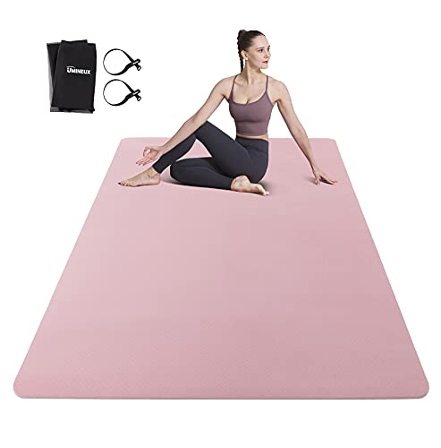 UMINEUX Large Yoga Mat for Men and Women 1/4 & 2/5 Inch Extra Thick TPE Fitness Mat for Home Gym Workout, Non-Slip, Eco Friendly Exercise Mat for Yoga, Pilates, Stretching, Meditation