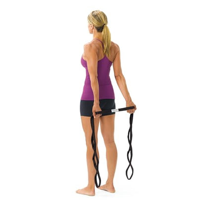 OPTP The Original Stretch Out Strap XL with Exercise Book, USA Made Stretch Out Straps for Physical Therapy, Yoga Stretching Strap or Knee Therapy Strap - Ten Loops, 7'5" Strap
