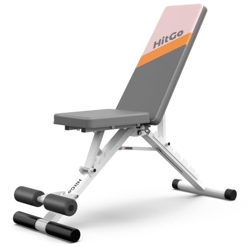 Adjustable Foldable Weight Bench with Flat Incline Decline Positions - color: Pink/Grey