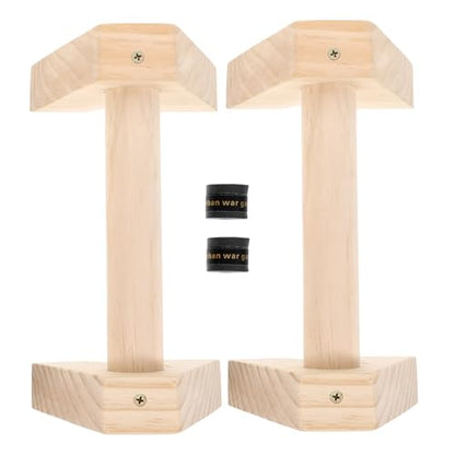 VANZACK 2pcs Wooden Parallettes for Push-ups and Calisthenics Non- Base Bars for Home Fitness Strength Training for Men and Women