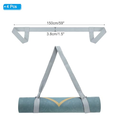 PATIKIL Yoga Mat Strap, Adjustable Yoga Mat Carrier Straps Sling Cotton Anti Slip Mat Holder Stretching Band - color: Light Grey