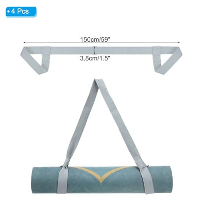 PATIKIL Yoga Mat Strap, Adjustable Yoga Mat Carrier Straps Sling Cotton Anti Slip Mat Holder Stretching Band - color: Light Grey
