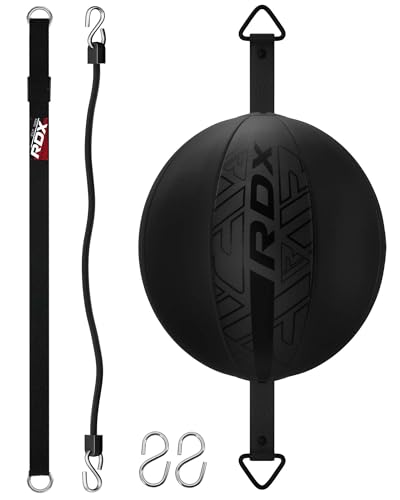 RDX Double End Bag Boxing, 70CM Reflex Speed Ball with 48” Stretchable Bungee Cord, Maya Hide Leather Lightweight Punching Rebound Ball for Striking MMA Muay Thai Training, Home Gym Workouts