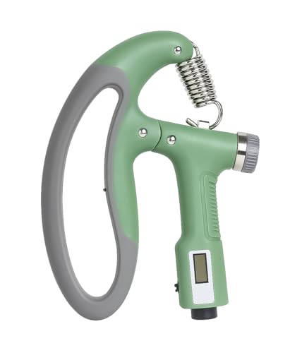 Adjustable Hand Grip Strengthener 10–100 kg with Digital Counter, Forearm & Finger Exerciser for Fitness, Rehabilitation, and Sports Training, Non-Slip Rubber Handle, Ergonomic Grip Trainer (Mint)