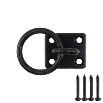 Semetall M5 Black Ceiling-Wall Mount Hook & Pad Eye Plate - 4 Pack 304 Stainless Steel Deck Hardware, Heavy Duty Anchor Rings for Boat Rigging, Yoga Swings, Hammocks & Marine Suspension(Square) - size: M5 - Square