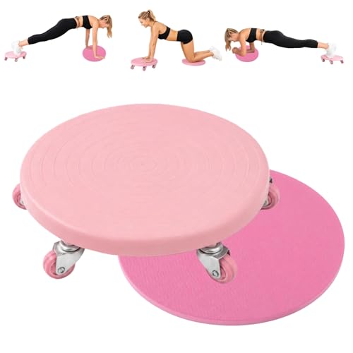 6-Wheel Ab Roller Board, Multi-Direction Core Trainer with Soft Foam Pad, Ab Workout Equipment for Home Gym, Core Slider for Abs, Arms, Legs and Full Body Training - color: Pink