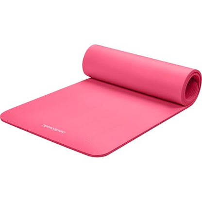 Retrospec Solana Yoga Mat Thick 1/2in Non-Slip Workout Mat with Nylon Strap - 72x24in Exercise Mat for Pilates, Stretching & Fitness - BPA Free, Easy Clean