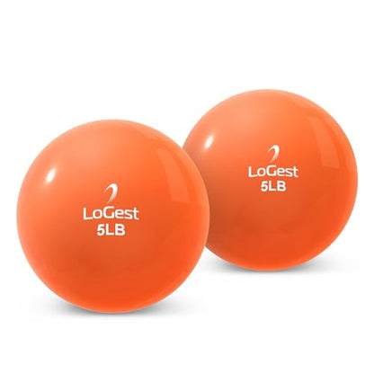 Logest Weighted Toning Exercise Balls Pair - Round Shape Medicine Ball - 1LB 2LB 3LB 4LB 5LB 6LB Available - Toning Muscle for Men & Women - size: 5LB - Pair