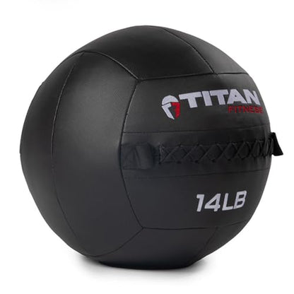 Titan Fitness Soft Shell Medicine Wall Ball, Cross-Texture Grip - size: 14 lb