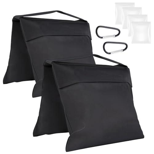 2 Pack Sand Bags, Black Sand Bags for Weight, Heavy Duty Sandbags for Umbrella Base, Photography Video Equipment, Light Tripod, Fishing Chair, Sports, Backdrop Stand, Camping, Tent