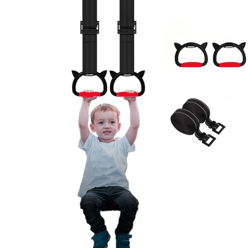New Professional Gymnastic Rings,Both for Adults and Kids,Support 550 LBS,Home Fitness Equipment,Indoor and Outdoor Pull-up Bar for Stretching and Height Increase,with Adjustable Straps - color: Red
