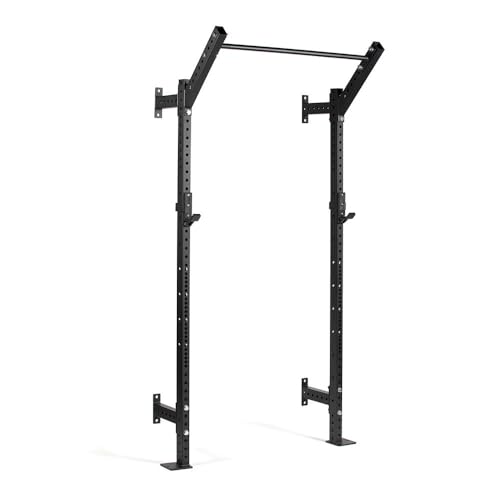 Titan Fitness T-3 Series Space Saving Power Rack, 91" Height x 12" Depth, Bottom Side Braces Included, Compact Wall Mounted Power Rack, 2x3 11-Gauge Steel Uprights, Includes J-Hooks & Pull-Up Bar