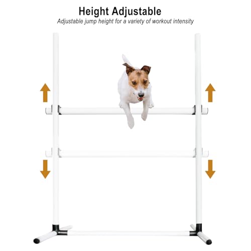 Dog Agility Jump Training Kit, Adjustable Hurdle Set with Storage Bag, Easy Setup Indoor Outdoor Obstacle Course Equipment for Dogs