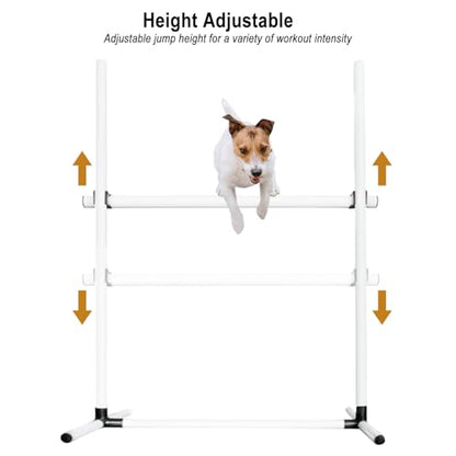 Dog Agility Jump Training Kit, Adjustable Hurdle Set with Storage Bag, Easy Setup Indoor Outdoor Obstacle Course Equipment for Dogs