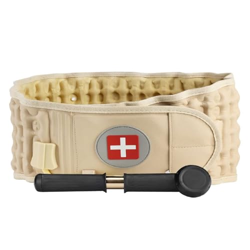Back Decompression Belt Inflatable Lumbar Support for Lower Back Pain Relief - One Size for 29-49 Waist - color: Beige