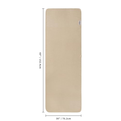 POLYTE 380 GSM Poly Blend Microfiber Quick Dry Waffle Bath Towel, 30x60 in - color: Beige