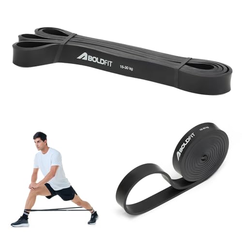 Boldfit Heavy Resistance Band for Exercise & Stretching, Pull Up Band Suitable in Home & Gym Workout, Power Bands for Men & Women. (Black 15-30 kg Resistances)(Material: Natural Rubber )