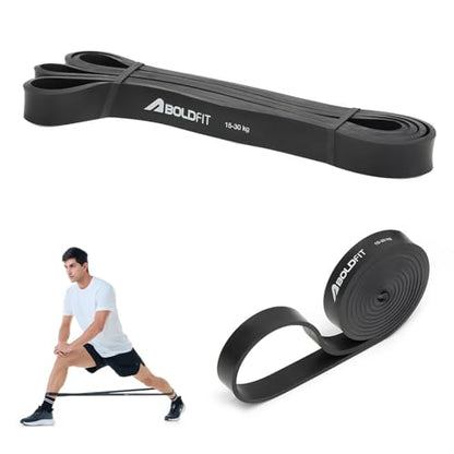 Boldfit Heavy Resistance Band for Exercise & Stretching, Pull Up Band Suitable in Home & Gym Workout, Power Bands for Men & Women. (Black 15-30 kg Resistances)(Material: Natural Rubber )