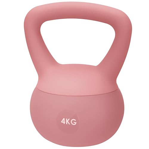 4kg Soft Kettlebell for Women, Non-Slip PVC Coated Home Fitness Weight for Pilates, Strength Training & Full-Body Workouts (Pink)