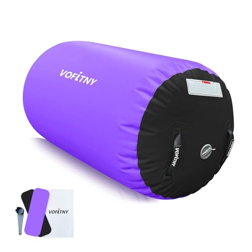 VOFiTNY Gymnastics Air Barrel Tumbling Equipment Back Handspring Trainer - color: Black/Purple No Pump, size: 4'L x 2.5'D