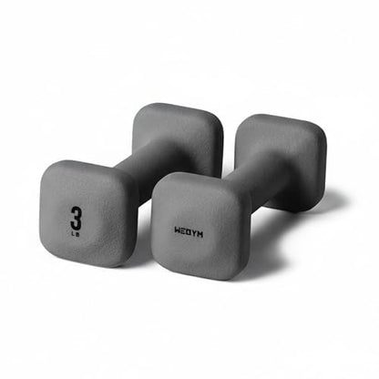 WeGym SafeGrip Square Dumbbells with Anti Slip Handles, Aesthetic Free Weights for Home Workouts, Stable Design Prevents Rolling during Floor Exercises - color: Slate, style: 3LB Pair