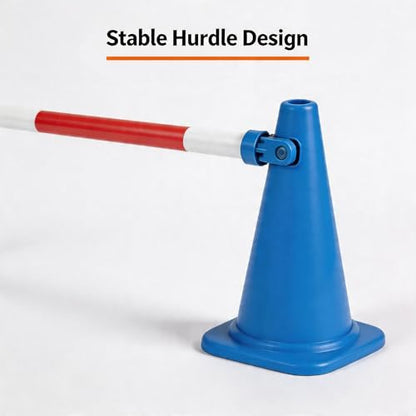 Dog Agility Course Backyard Set, Dog Agility Hurdle Cone Set with 4-Height Adjustable & Storage Bag, Training Hurdle for Dogs Obstacle Course - 12 Cones & 6 Agile Rods Combo